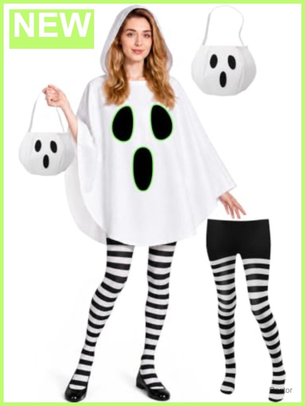 Glow in Dark Ghost Costume Women Halloween 3 Pc